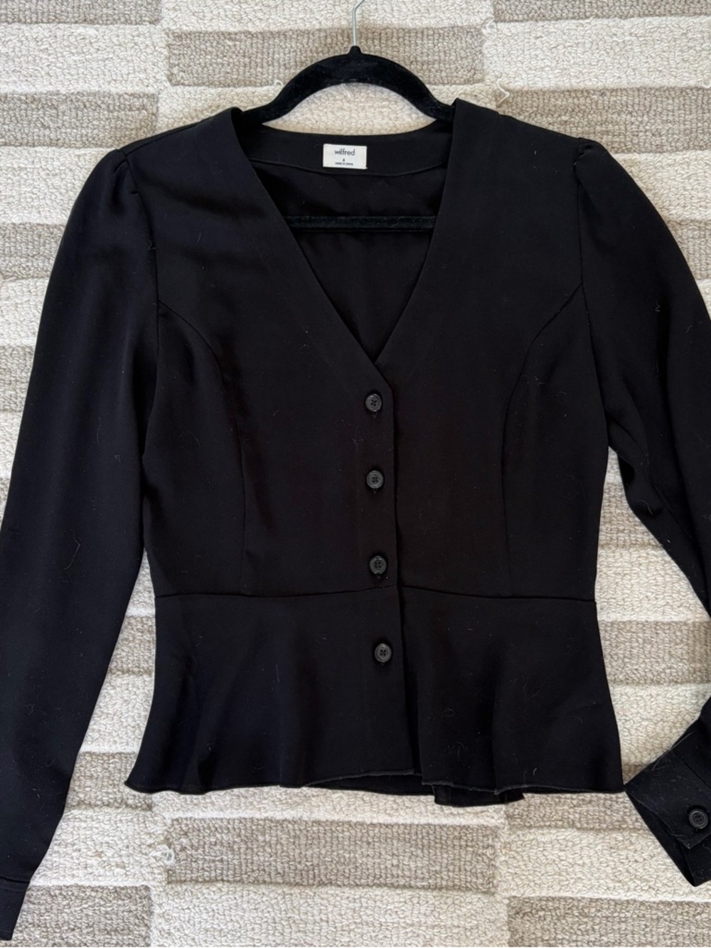 ARITZIA | Black Button-Front Peplum Blouse